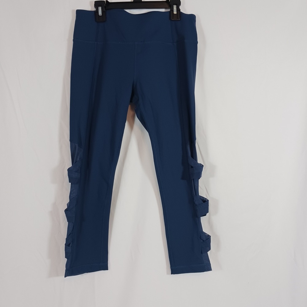 Active Life Leggings Womens MD Blue Good Lattice Mesh Crop Activewear 950004134
